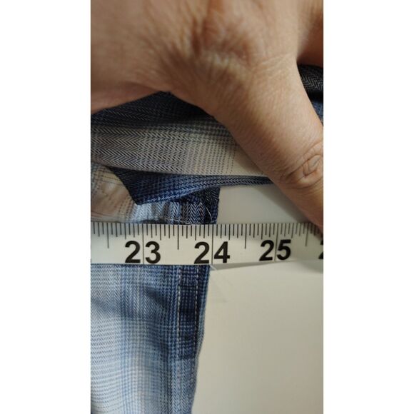 ROWM Men's Large Blue Plaid Button Down Long Sleeve Dress Shirt - Picture 6 of 7